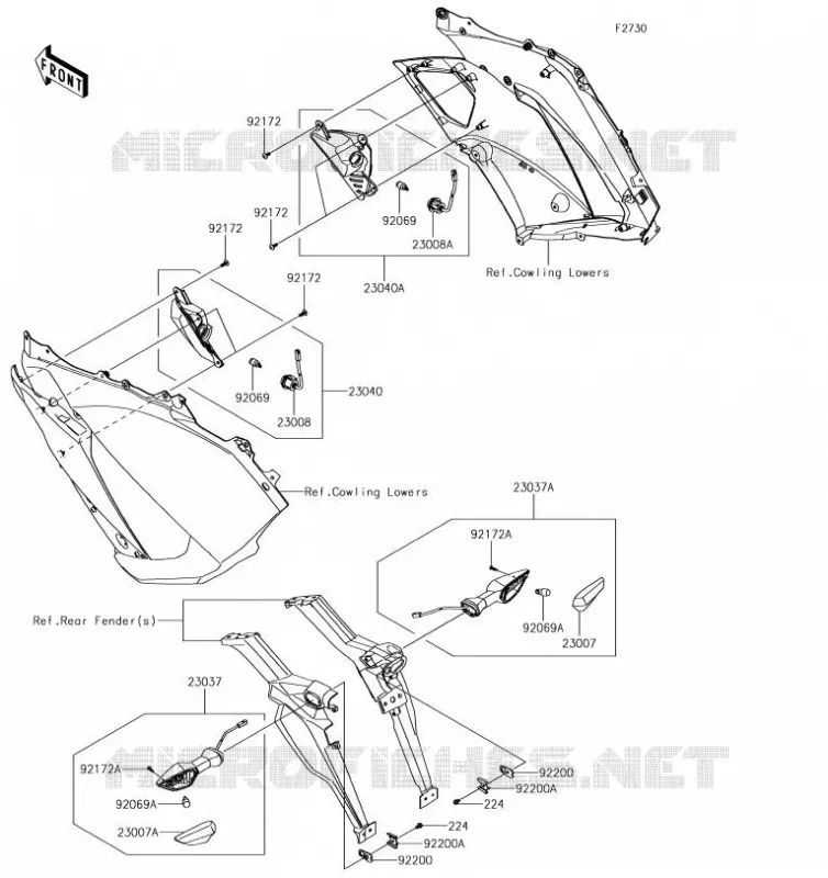 CLIGNOTANTS Kawasaki MOTOS 1000 2019 Z1000SX  ZX1000WKF