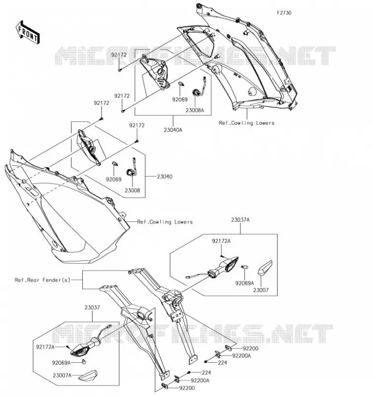 CLIGNOTANTS Kawasaki MOTOS 1000 2019 Z1000SX  ZX1000WKF