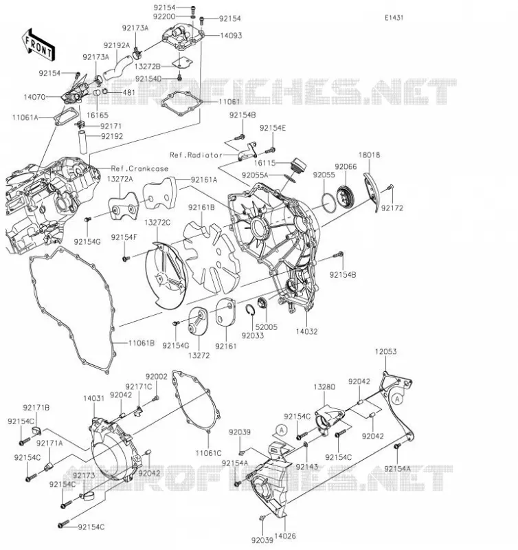 COUVERCLES MOTEUR Kawasaki MOTOS 1000 2019 NINJA H2 SX  ZX1002AKF