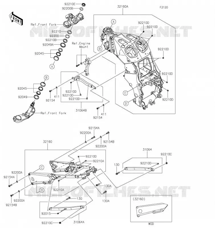 CH&Acirc;SSIS Kawasaki MOTOS 1400 2019 ZZR1400 PERFORMANCE SPORT  ZX1400JKF