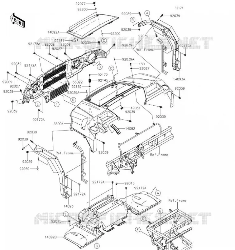 GARDE BOUE AVANT Kawasaki SSV 1000 2019 MULE PRO-DXT  KAF1000AKF