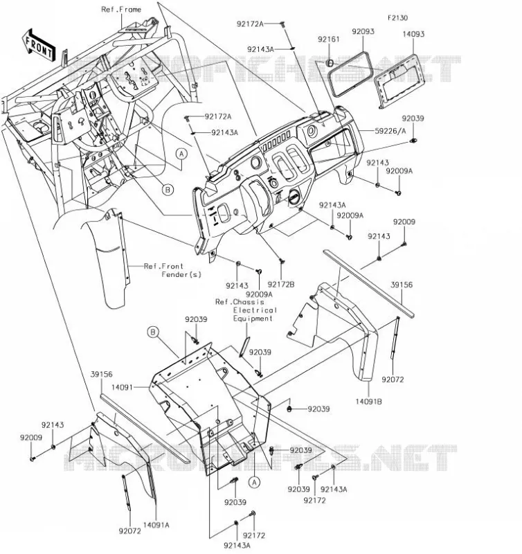 PIECE DE CADRE(AVANT) Kawasaki SSV 400 2019 MULE SX  KAF400HKF
