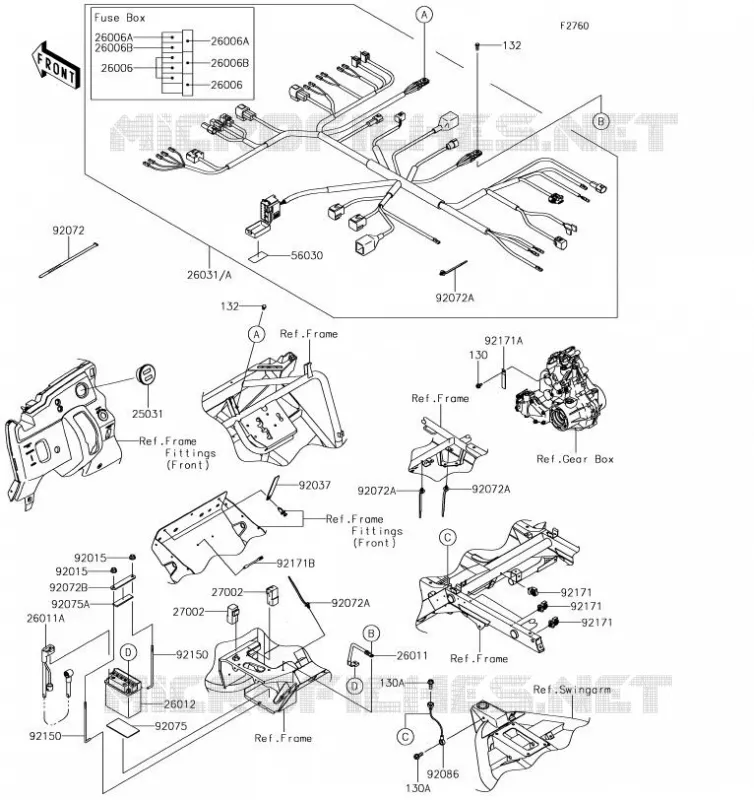 CHASSIS EQUIPMENT ELECTRIQUE Kawasaki SSV 400 2019 MULE SX  KAF400HKF