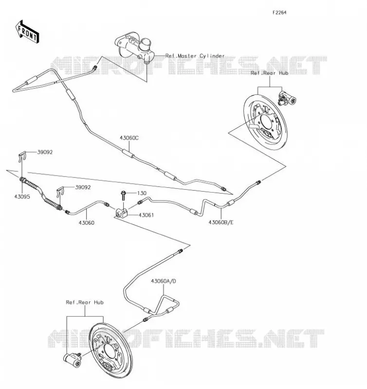 FLEXIBLE DE FREIN ARRIERE Kawasaki SSV 400 2019 MULE SX  KAF400JKF