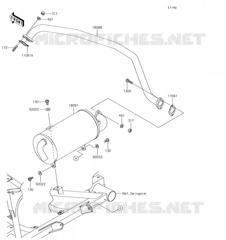 &Eacute;CHAPPEMENT Kawasaki SSV 400 2019 MULE SX  KAF400JKF