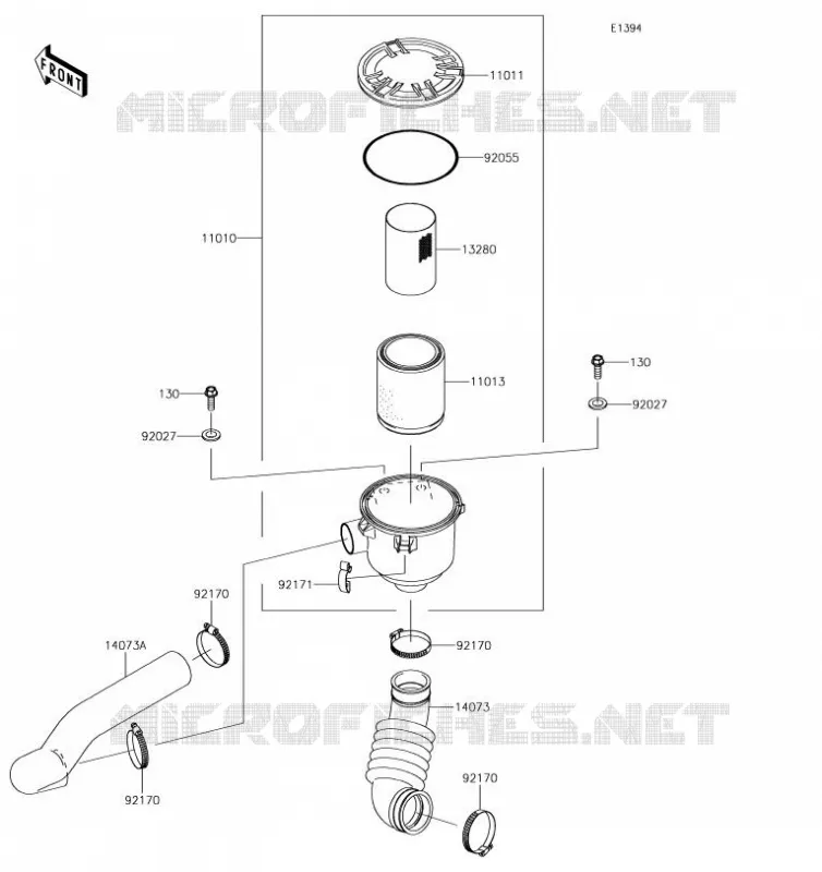 FILTRE A AIR - CONVERTISSEUR Kawasaki SSV 400 2019 MULE SX  KAF400JKF