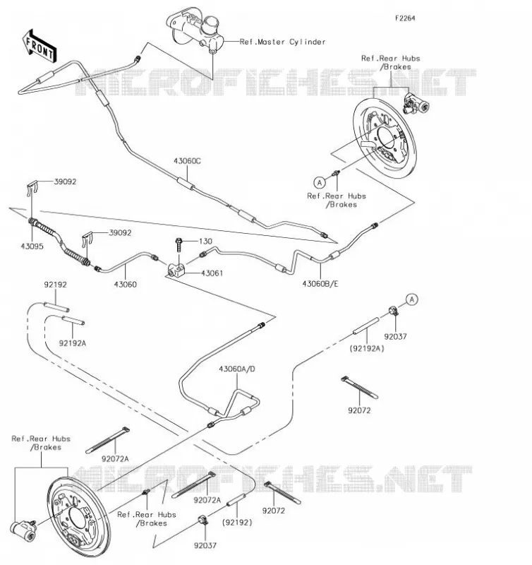 FLEXIBLE DE FREIN ARRIERE Kawasaki SSV 400 2019 MULE SX  KAF400KKF