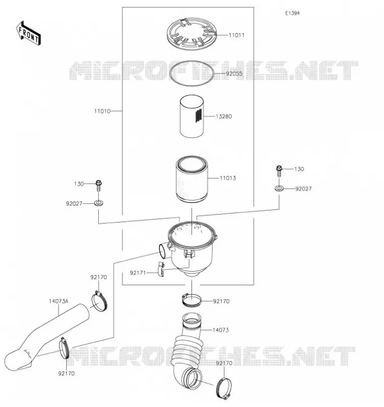 FILTRE A AIR - CONVERTISSEUR Kawasaki SSV 400 2019 MULE SX  KAF400RKF