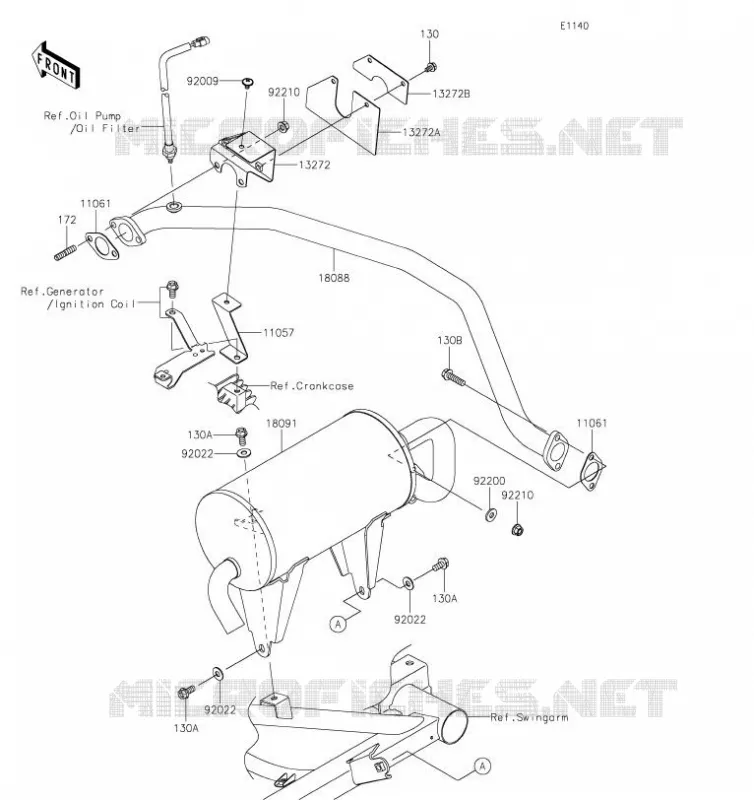 &Eacute;CHAPPEMENT Kawasaki SSV 400 2019 MULE SX  KAF400SKF