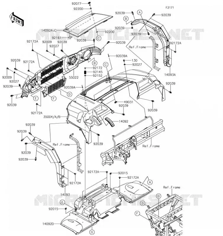 GARDE BOUE AVANT Kawasaki SSV 820 2019 MULE PRO-FXT EPS  KAF820BKF