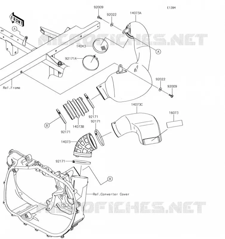 FILTRE A AIR - CONVERTISSEUR Kawasaki SSV 820 2019 MULE PRO-FX  KAF820FKF