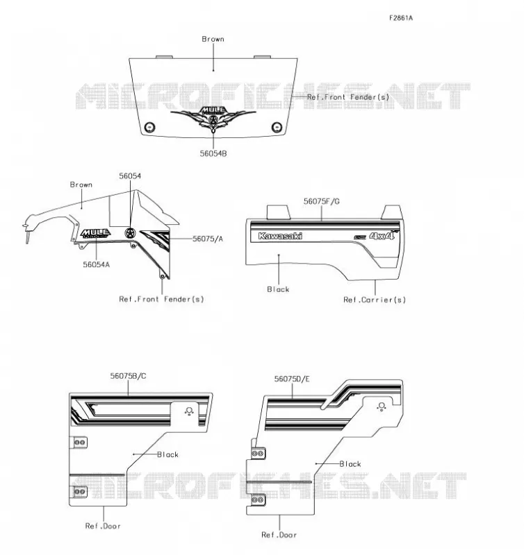 STICKER(BRUN) Kawasaki SSV 820 2019 MULE PRO-FXT  KAF820JKF