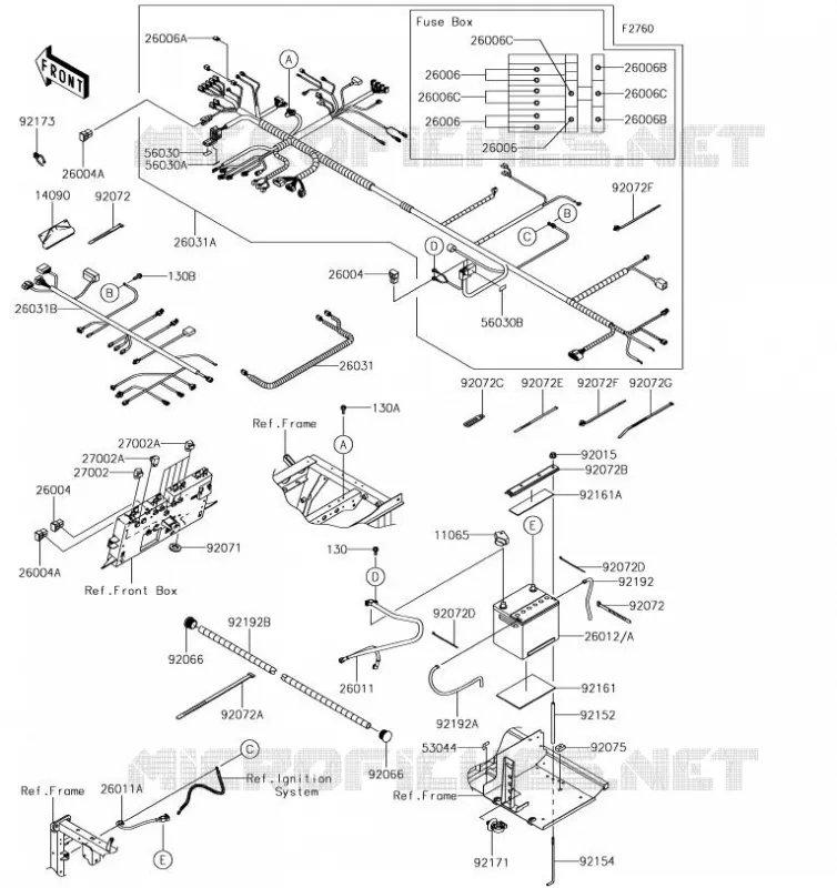 CHASSIS EQUIPMENT ELECTRIQUE Kawasaki SSV 820 2019 MULE PRO-FXR  KAF820KKF