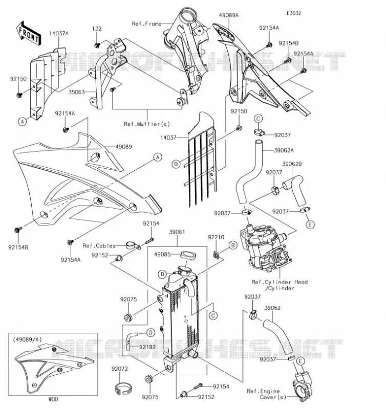RADIATEUR Kawasaki TOUT-TERRAIN 85 2019 KX85-II  KX85DKF