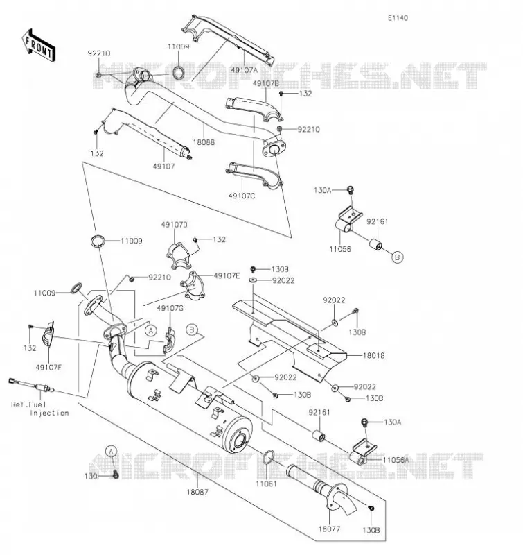 &Eacute;CHAPPEMENT Kawasaki QUAD 750 2020 BRUTE FORCE 750 4X4I EPS  KVF750GLF