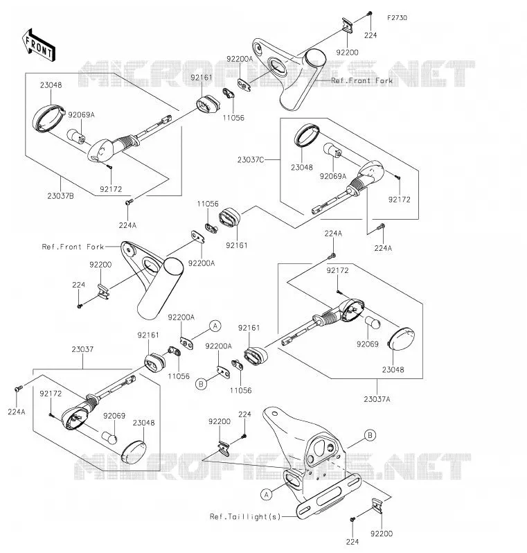 CLIGNOTANTS Kawasaki MOTOS 800 2019 W800 STREET  EJ800BKF