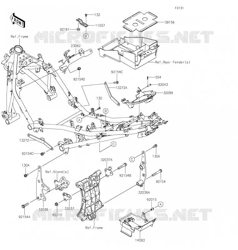 PIECE DE CADRE (COUVERTURE) Kawasaki MOTOS 400 2020 NINJA 400  EX400GLFA