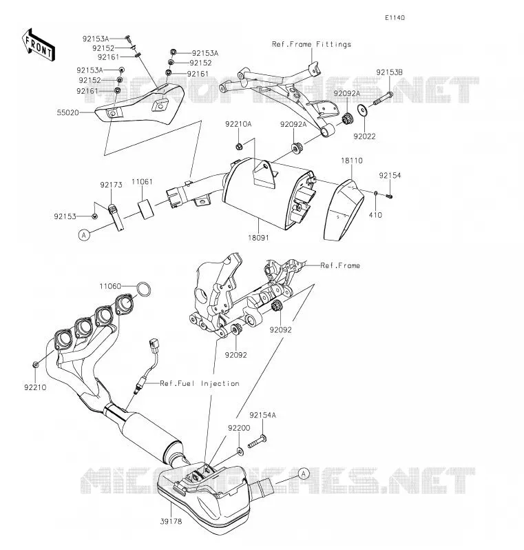 &Eacute;CHAPPEMENT Kawasaki MOTOS 1000 2020 VERSYS 1000  KLZ1000CLF