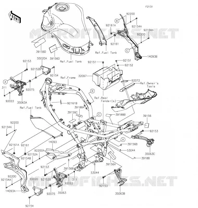 PIECE DE CADRE (COUVERTURE) Kawasaki MOTOS 900 2020 Z900  ZR900HLF