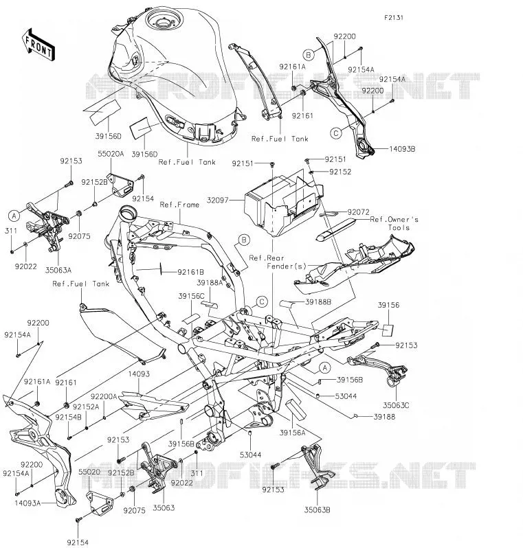 PIECE DE CADRE (COUVERTURE) Kawasaki MOTOS 900 2020 Z900  ZR900HLF