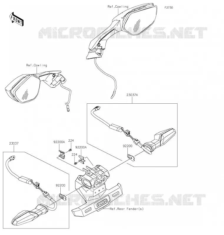 CLIGNOTANTS Kawasaki MOTOS 1000 2020 NINJA H2 SX SE  ZX1002BLF