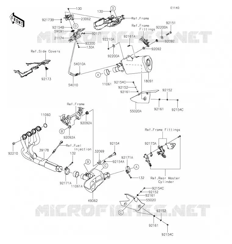 &Eacute;CHAPPEMENT Kawasaki MOTOS 600 2020 NINJA ZX-6R  ZX636HLF