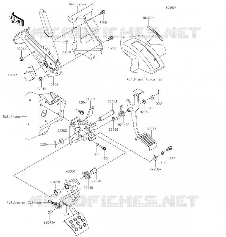 PEDALE DE FREIN/LEVIER ACCELERATEUR Kawasaki SSV 1000 2020 MULE PRO-DXT  KAF1000BLF