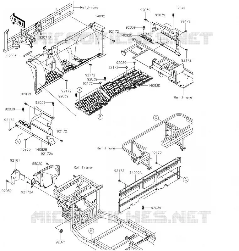 PIECE DE CADRE(AVANT) Kawasaki SSV 1000 2020 MULE PRO-DXT  KAF1000BLF