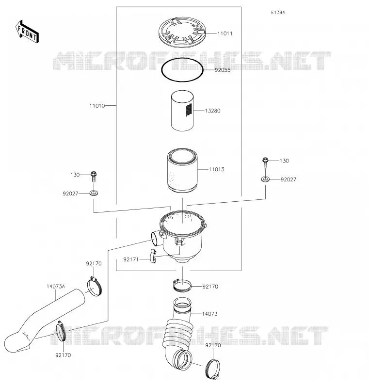 FILTRE A AIR - CONVERTISSEUR Kawasaki SSV 400 2020 MULE SX  KAF400JLF