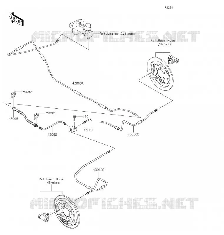 FLEXIBLE DE FREIN ARRIERE Kawasaki SSV 400 2020 MULE SX  KAF400JLF
