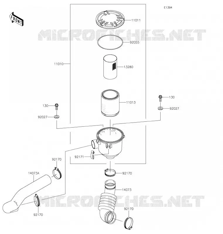 FILTRE A AIR - CONVERTISSEUR Kawasaki SSV 400 2020 MULE SX  KAF400SLF