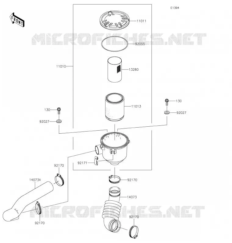 FILTRE A AIR - CONVERTISSEUR Kawasaki SSV 400 2020 MULE SX  KAF400TLF