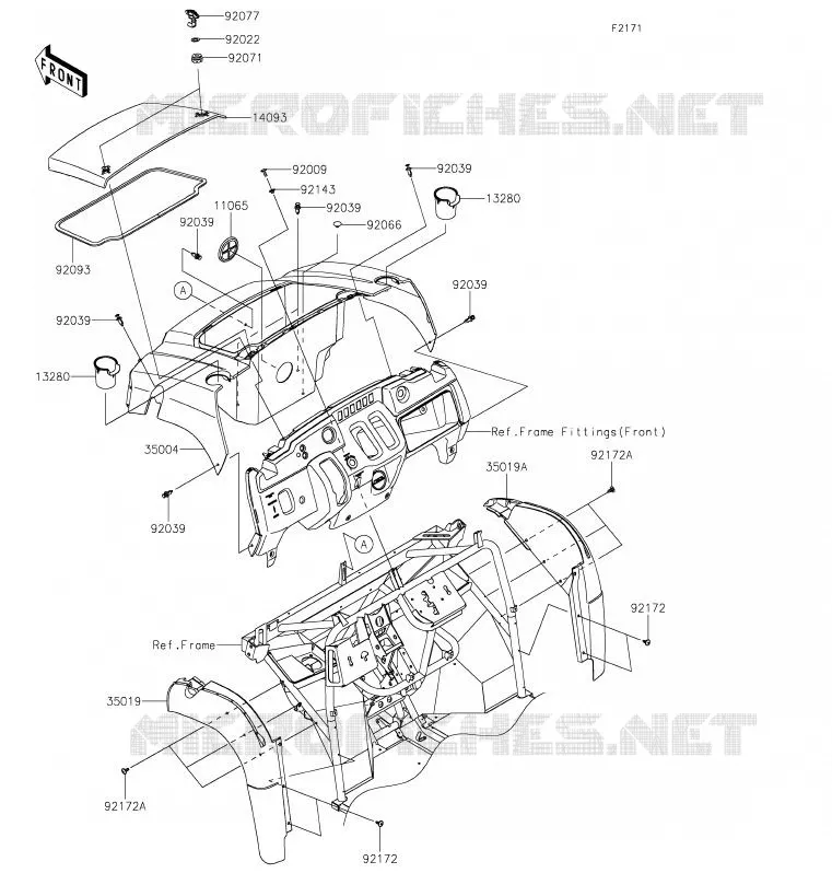 GARDE BOUE AVANT Kawasaki SSV 400 2020 MULE SX  KAF400TLF
