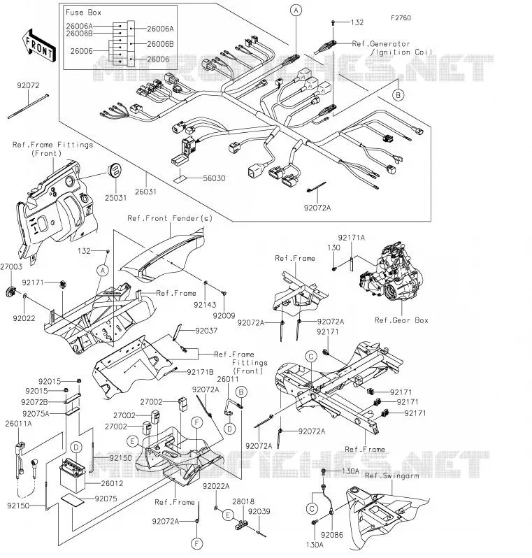 CHASSIS EQUIPMENT ELECTRIQUE Kawasaki SSV 400 2020 MULE SX  KAF400WLF