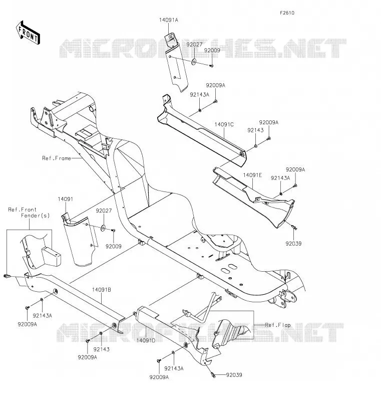 CACHE LAT&Eacute;RAL/GARDE CHAINE Kawasaki SSV 620 2020 MULE 4010 4X4  KAF620MLF