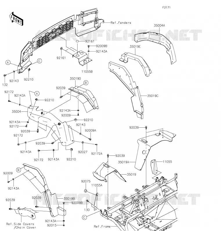 GARDE BOUE AVANT Kawasaki SSV 620 2020 MULE 4010 4X4  KAF620MLF