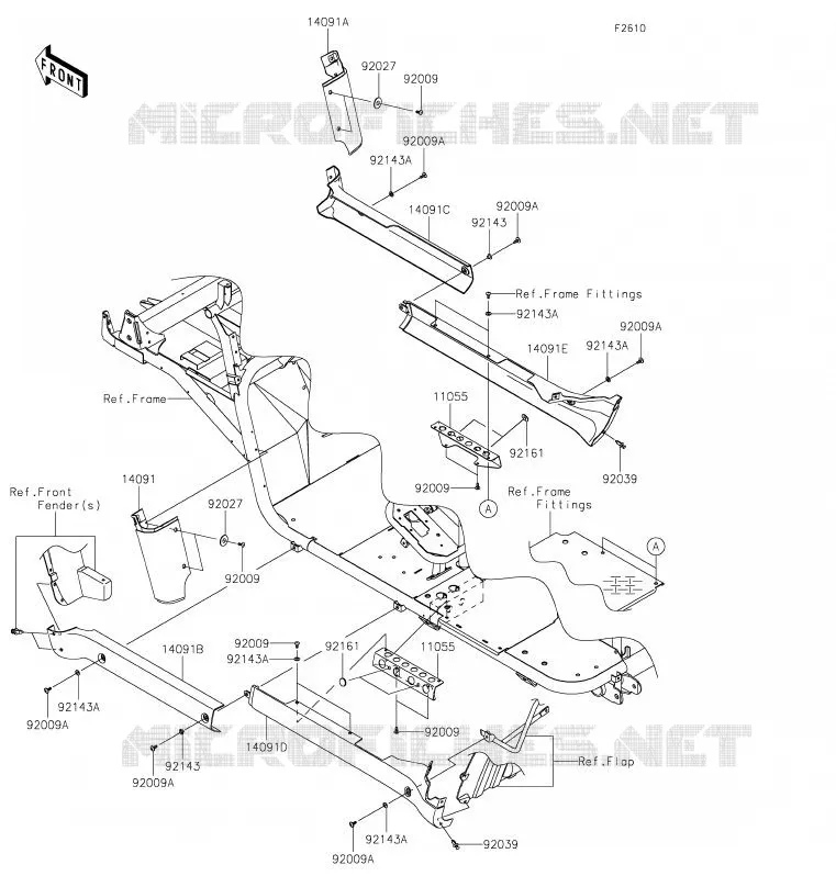 CACHE LAT&Eacute;RAL/GARDE CHAINE Kawasaki SSV 620 2020 MULE 4010 TRANS 4X4  KAF620RLF