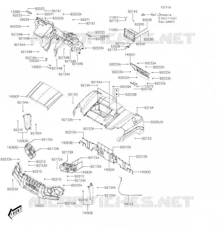 GARDE BOUE AVANT Kawasaki SSV 700 2020 MULE PRO-MX  KAF700CLF