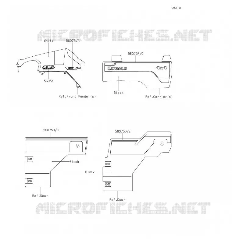 STICKER(WHITE) Kawasaki SSV 820 2020 MULE PRO-FXT  KAF820BLF