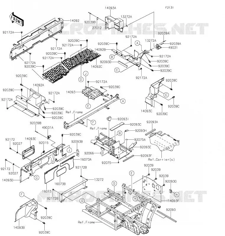 PIECE DE CADRE(ARRI&Egrave;RE) Kawasaki SSV 820 2020 MULE PRO-FXT  KAF820CLF