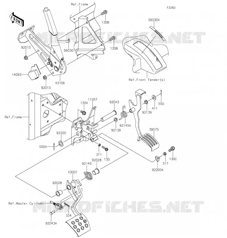 PEDALE DE FREIN/LEVIER ACCELERATEUR Kawasaki SSV 820 2020 MULE PRO-FX  KAF820FLF