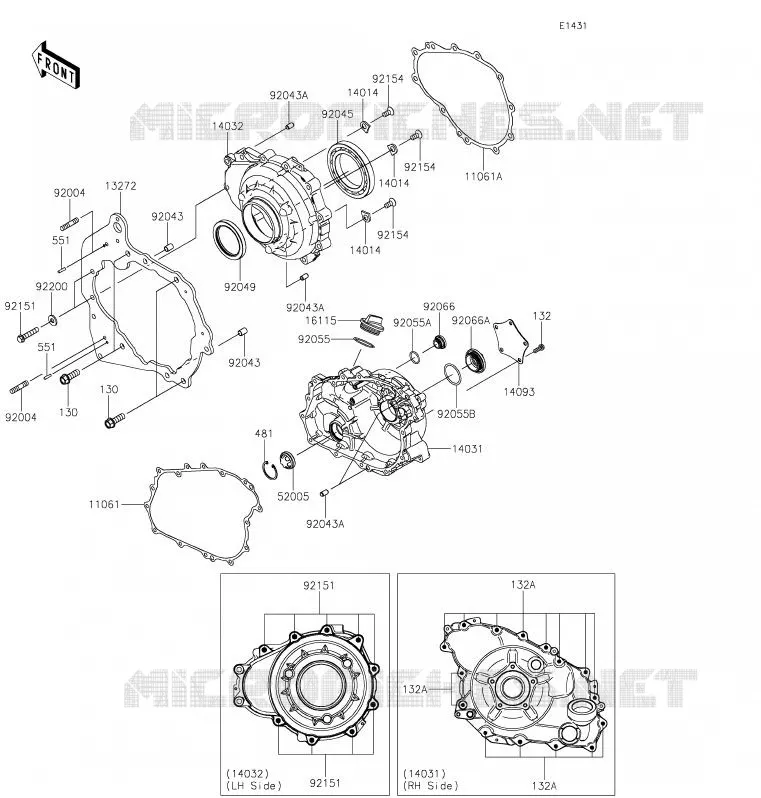 COUVERCLES MOTEUR Kawasaki SSV 1000 2020 TERYX KRX 1000  KRF1000ALF
