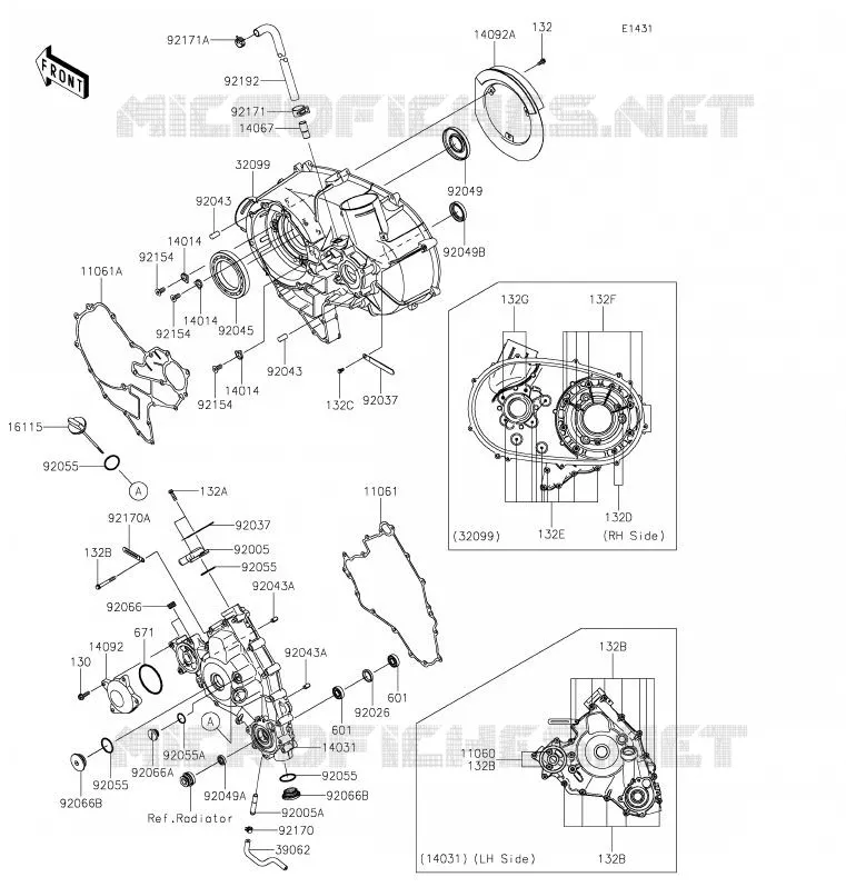 COUVERCLES MOTEUR Kawasaki SSV 800 2020 TERYX4  KRT800GLF