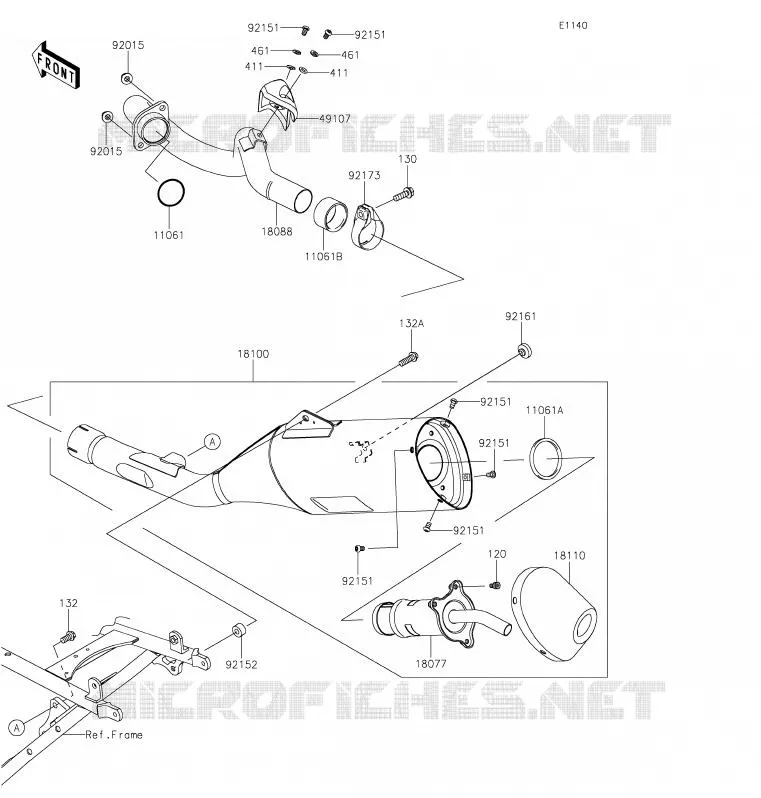 &Eacute;CHAPPEMENT Kawasaki TOUT-TERRAIN 450 2020 KLX450R  KLX450ALF
