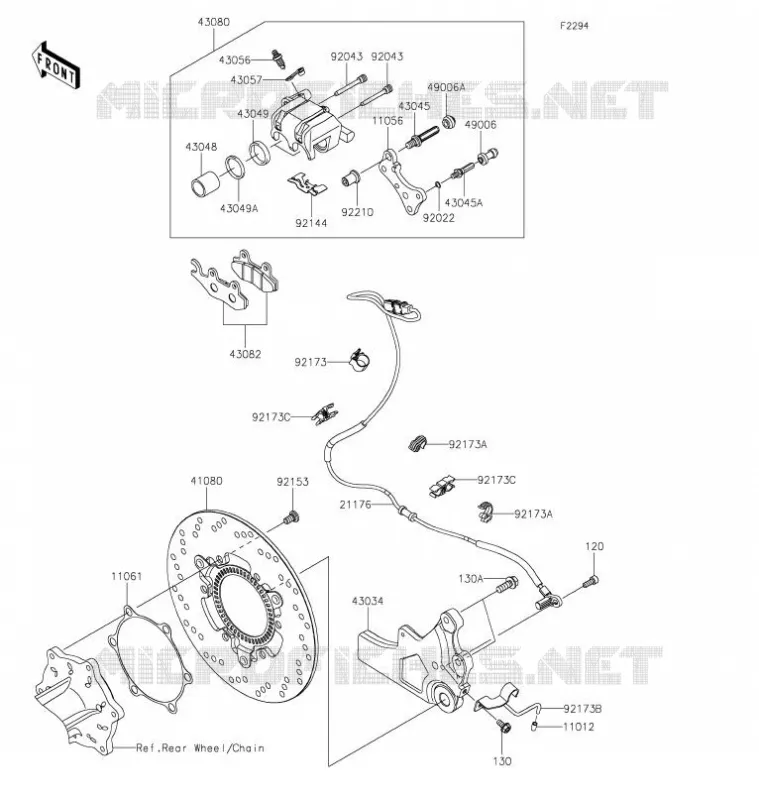 FREIN ARRIERE Kawasaki MOTOS 800 2021 W800  EJ800DMFNN