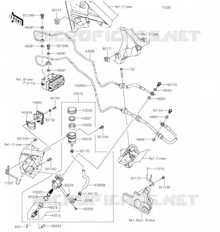 MAITRE CYLINDRE ARRI&Egrave;RE Kawasaki MOTOS 800 2021 W800  EJ800DMFNN