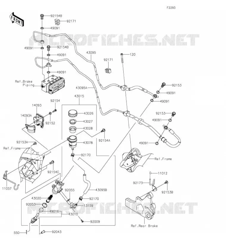 MAITRE CYLINDRE ARRI&Egrave;RE Kawasaki MOTOS 800 2021 W800 STREET  EJ800FMFNN