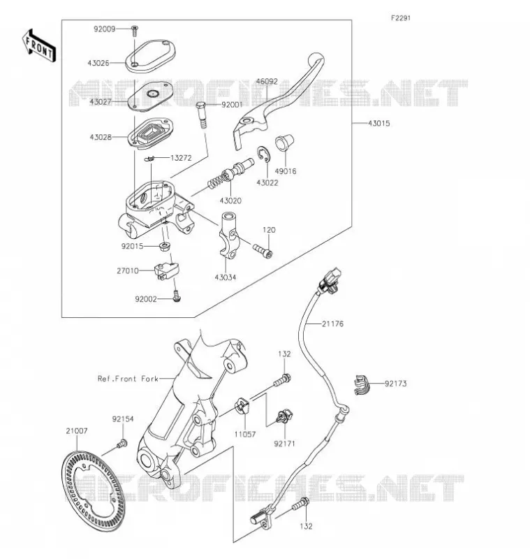 MAITRE CYLINDRE AVANT Kawasaki MOTOS 400 2021 Z400  ER400DMFNN