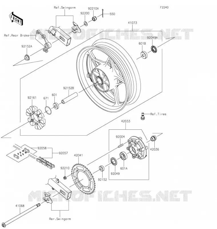 ROUE ARRIERE - CHAINE Kawasaki MOTOS 400 2021 Z400  ER400DMFNN