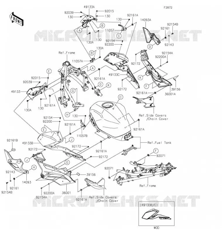 CARENAGES INFERIEURS Kawasaki MOTOS 400 2021 Z400  ER400DMFNN
